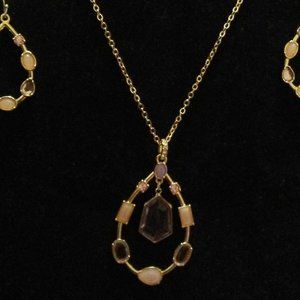 2 Pc. Peach & Pink Necklace & Earring Teardrop Set